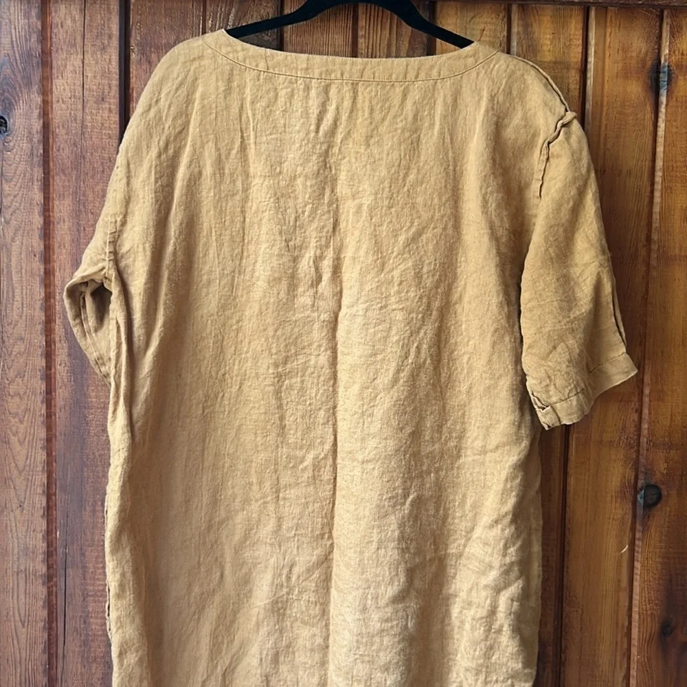 Ethically sourced women owned small business European linen rust dress Large - Picture 5 of 10